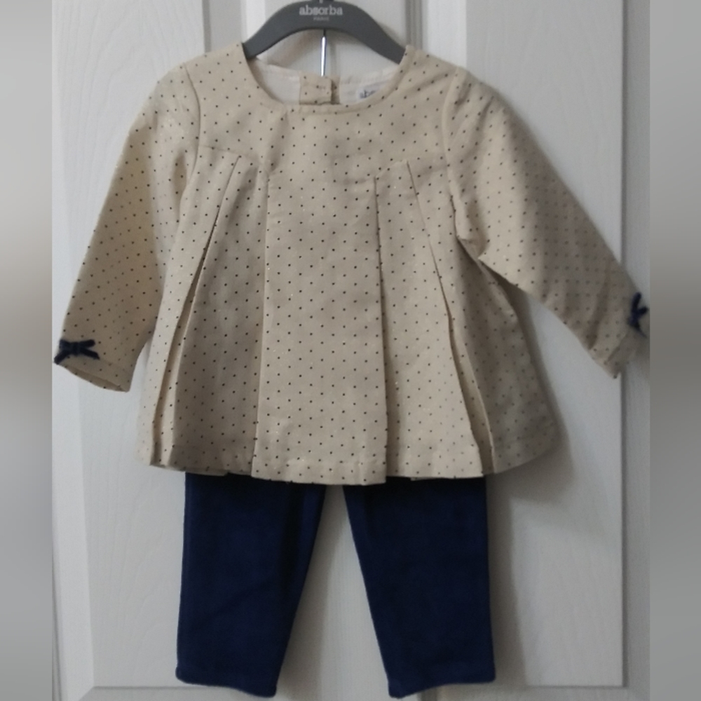 Absorba Paris Sparkle Polka Dot Pank Set size 3/6 months.
